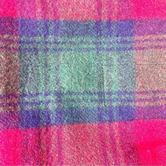 Vtg Scottish Glen Check Wool England Made Red Green Blanket Scarf Throw 46x35” - Picture 11 of 15